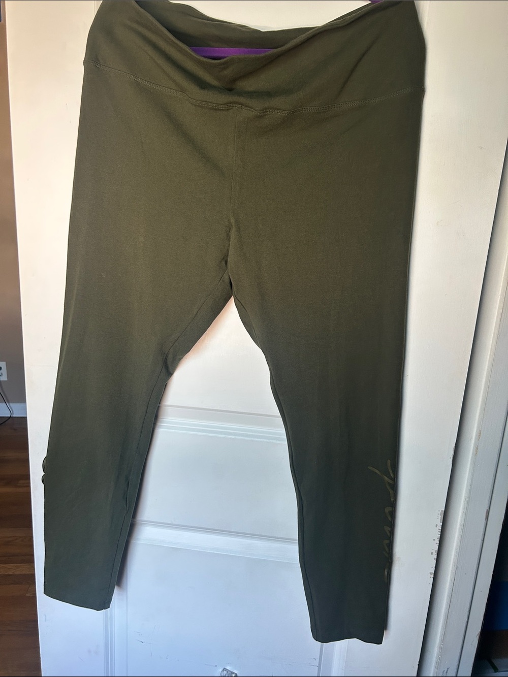 PINK Victoria's Secret Olive Green Fold-Over Waist Leggings